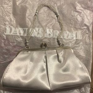 David’s Bridal silver evening bag